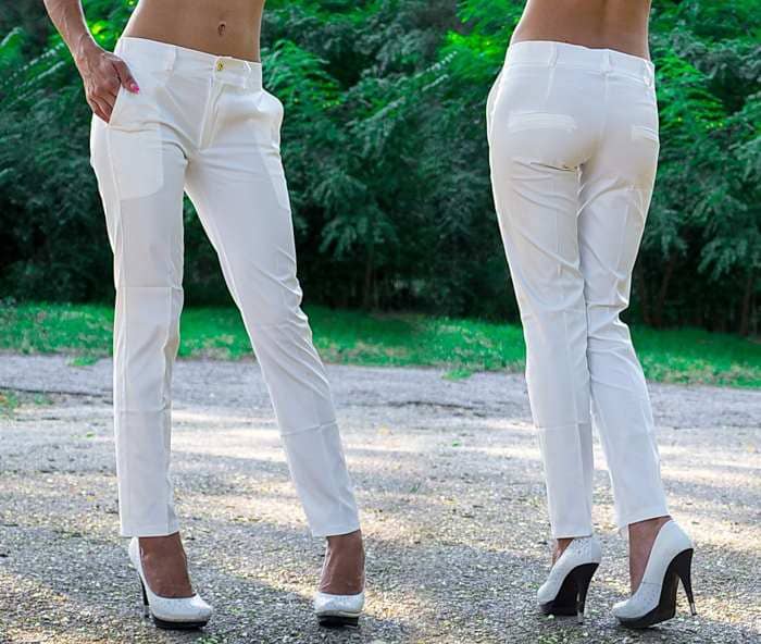 белые укороченные брюки